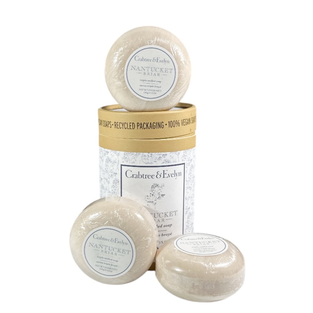 NEW Crabtree & Evelyn NANTUCKET BRIAR Triple Milled Soap Set/3